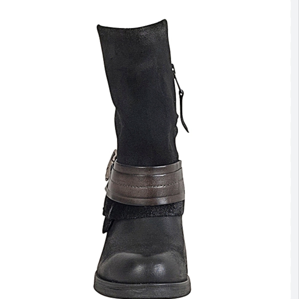 Black Leather Mid-Calf Boots